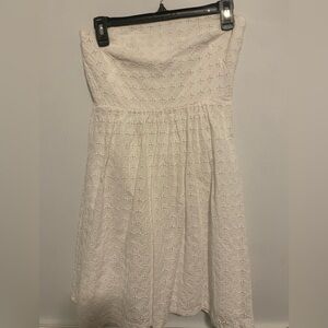 White eyelet strapless dress